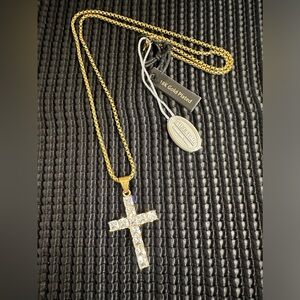 🆕Steeltime Stainlesss Steel Gold Cross Chain